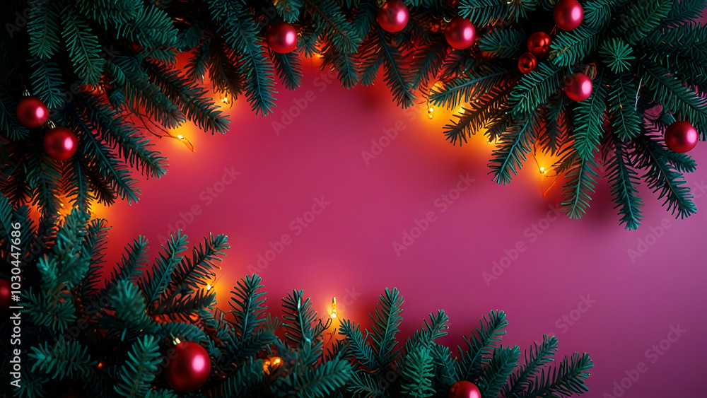 Christmas tree with colorful lights and branches
Christmas tree with colorful lights and branches