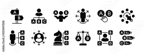Opportunity icon vector set. Containing choice, direction, truth, business career, buttons, confused, decide, decision, guidance, guide, alternative, strategy, option, point, selection, variety