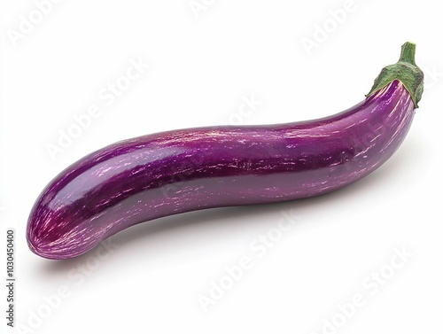 Wallpaper Mural Freshly harvested elongated purple eggplant with shiny skin and smooth texture isolated on a clean white background Torontodigital.ca