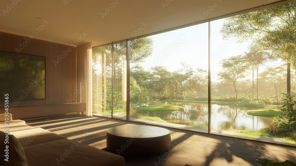 Fototapeta premium Eco-Friendly Modular Home Design with Innovative Features and Landscape Integration - 3D Render Illustration