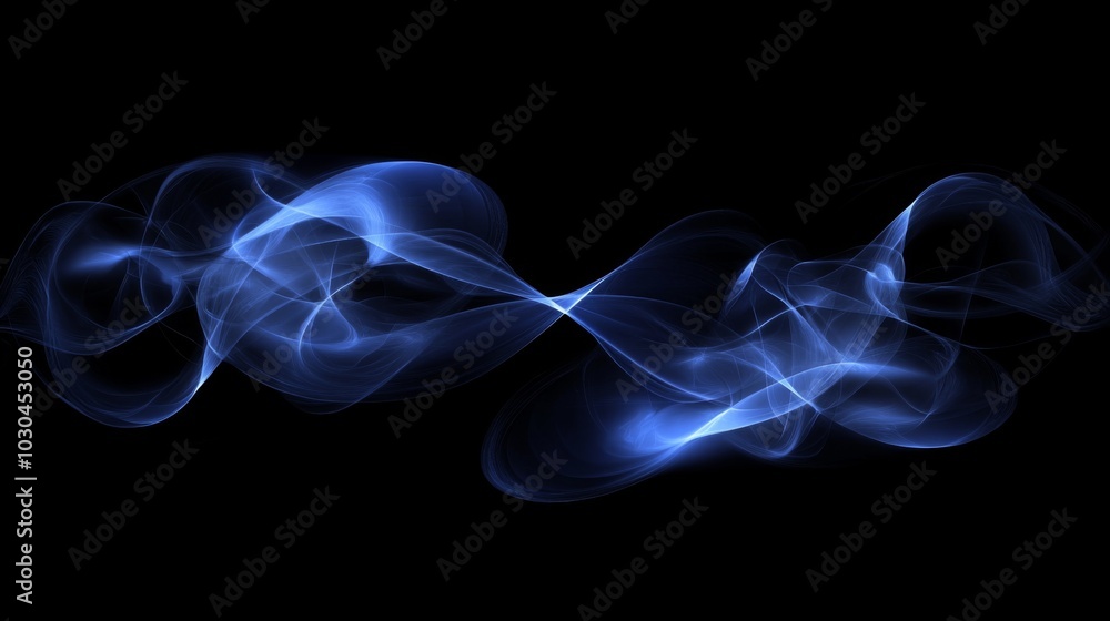 Blue Smoke Waves on Black Background Blue Smoke Waves on Black Background