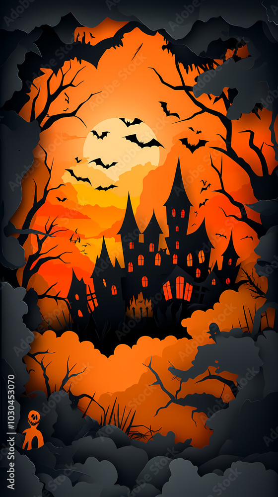 3d vector papercut. Halloween invitation to zombie party vector image 3d vector papercut. Halloween invitation to zombie party vector image