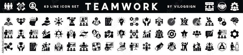 Business teamwork flat icon set. Team or group people working together. Containing cooperation, collaboration, co-worker, support, organization, achievement, success. Vector illustration Business teamwork flat icon set. Team or group people working together. Containing cooperation, collaboration, co-worker, support, organization, achievement, success. Vector illustration