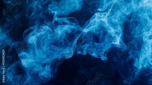 Blue Smoke Swirls in Dark Background