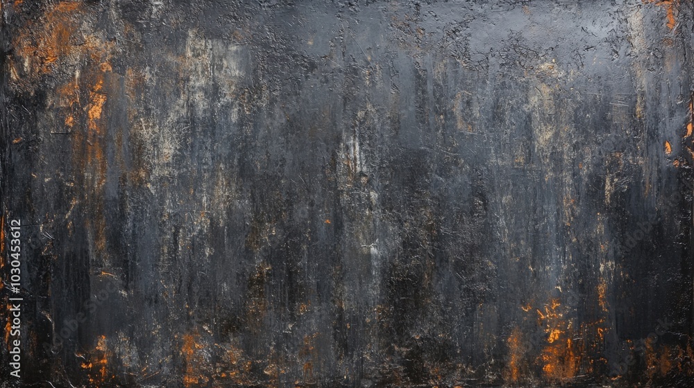 Naklejka premium Dark matte black metal texture, featuring intricate scratches and fine industrial details, evokes a moody, dramatic atmosphere.