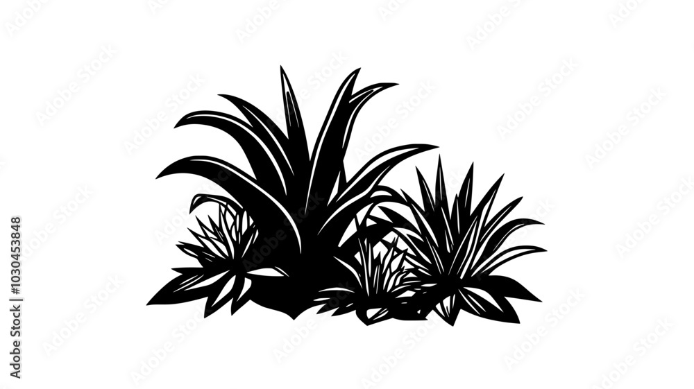 Bromeliad nestled in branch fork high above rainforest floor, vector illustration art Bromeliad nestled in branch fork high above rainforest floor, vector illustration art