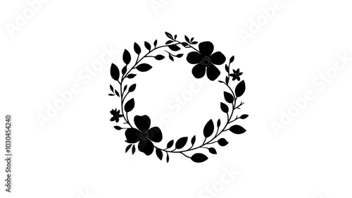 Circular bridal flower crown with small stems arranged in an even, balanced design, vector illustration art