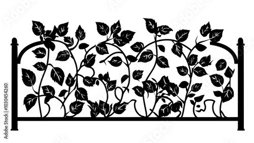 Climbing rose ascending a trellis in a formal garden, vector illustration art