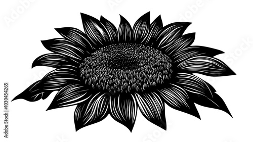 Close-up of a giant sunflower head full of mature seeds, vector illustration art