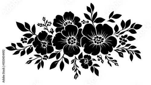 A clustered arrangement of flowers with varying sizes and heights positioned unevenly, vector illustration art