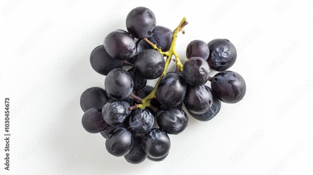 Vibrant Black Grape: Captivating Isolation on a White Canvas - A Flawlessly Composed View in As Vibrant Black Grape: Captivating Isolation on a White Canvas - A Flawlessly Composed View in As