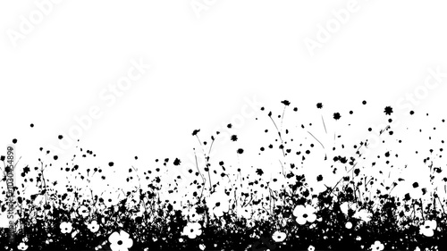 A dense mat of tiny flowers growing close to the ground on short stalks, vector illustration art