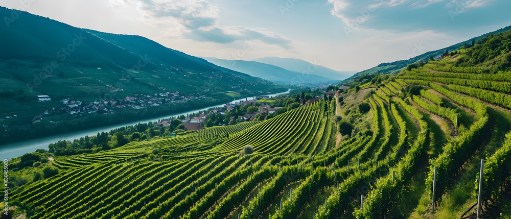 Fototapeta premium Vibrant Nature and Scenic Landscapes: Captivating Sunsets, Lush Forests, and Serene Oceans with Stunning Colors and Tranquil Atmospheres