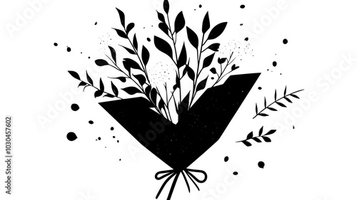 Bouquet wrapped in biodegradable packaging materials, vector illustration art