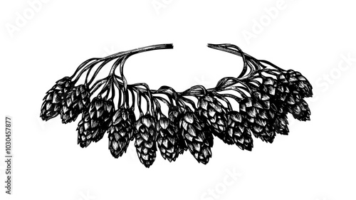 Bracelet with tiny dried flower buds in chain design, vector illustration art