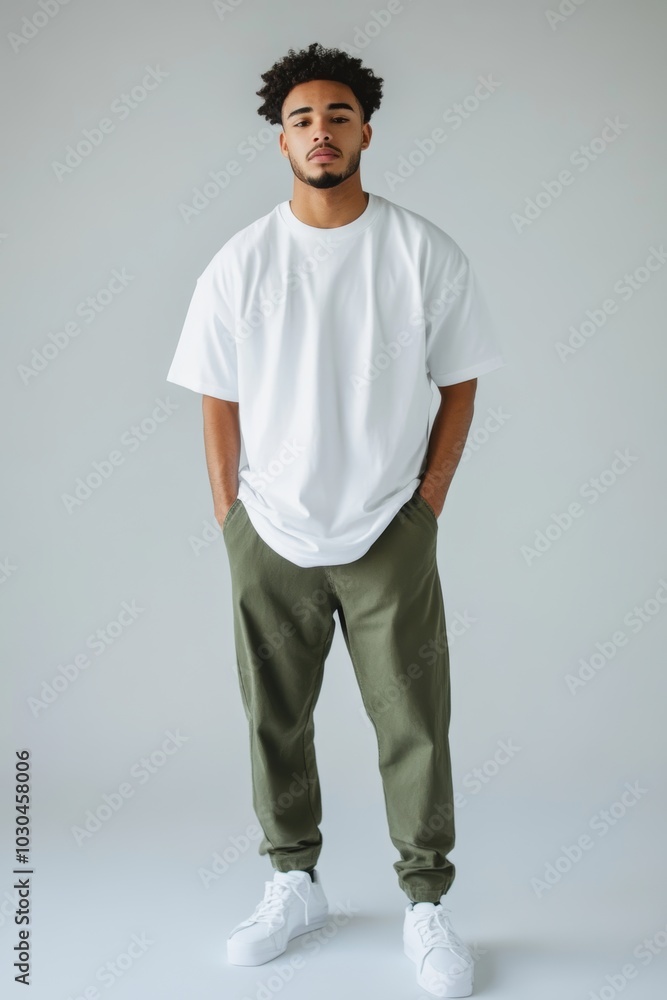 Casual Male Model Posing in Full Body Shot Generative AI Casual Male Model Posing in Full Body Shot Generative AI