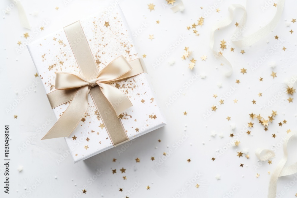 White gift box white celebration anniversary. . White gift box white celebration anniversary. .