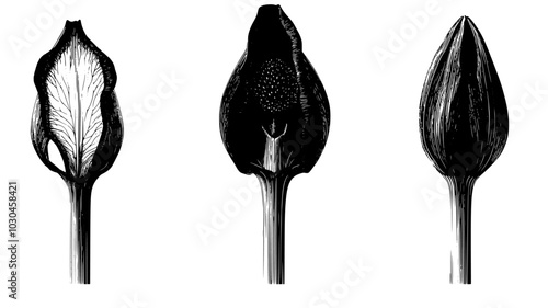Corpse flower fruit developing after bloom period, vector illustration art