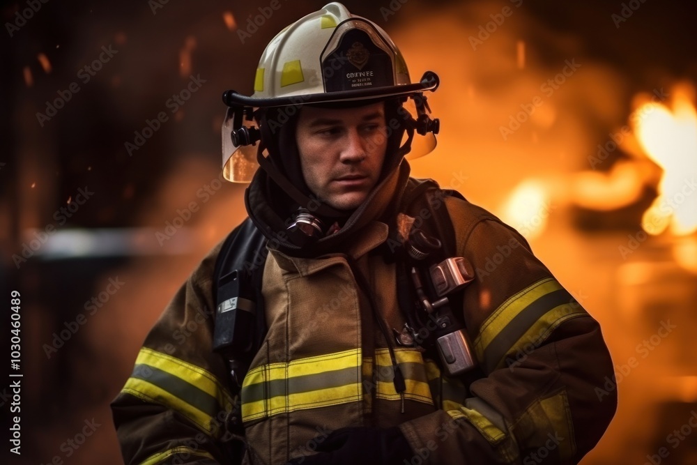 A firefighter carry a kid that sleep with full uniform helmet adult extinguishing. A firefighter carry a kid that sleep with full uniform helmet adult extinguishing.