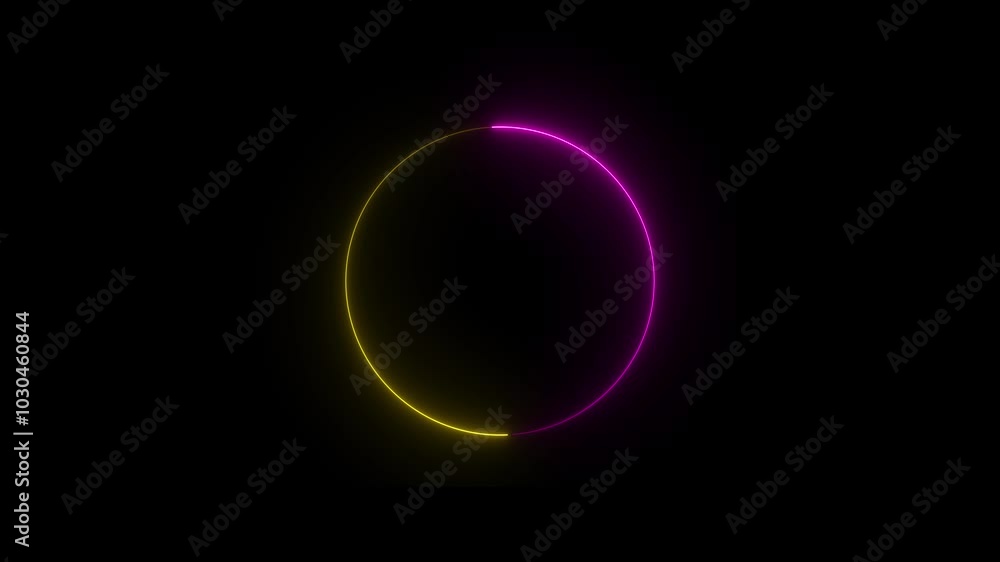 Glowing circle background. Seamless circle photo frame background. Seamless circle photo frame with neon motion graphic on black background. Glowing circle background. Seamless circle photo frame background. Seamless circle photo frame with neon motion graphic on black background.