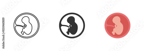 Human embryo set icon. Foetus baby isolated icons. Vector illustration