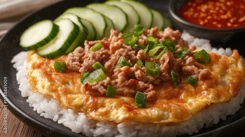 Savory Omelette with Ground Meat and Cucumbers Savory Omelette with Ground Meat and Cucumbers