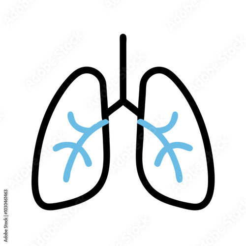 A simple yet effective icon depicting human lungs with blue bronchi.