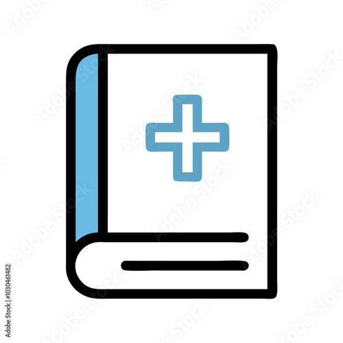 Medical Book Icon in Blue and Black Representing Healthcare Education and Records