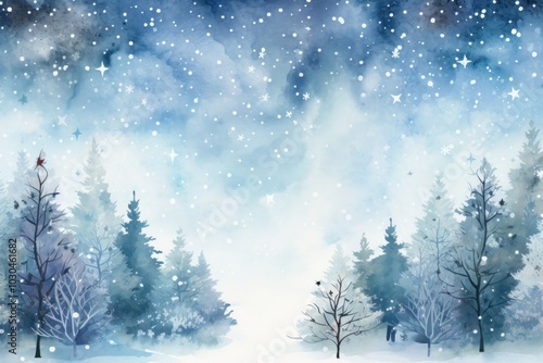 Wallpaper Mural Christmas watercolor backgrounds outdoors nature. Torontodigital.ca