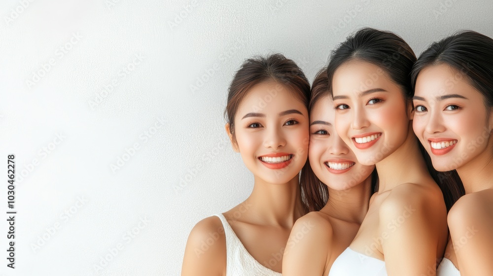 Happy Asian Women Smiling Together Friendship Beauty and Confidence Happy Asian Women Smiling Together Friendship Beauty and Confidence