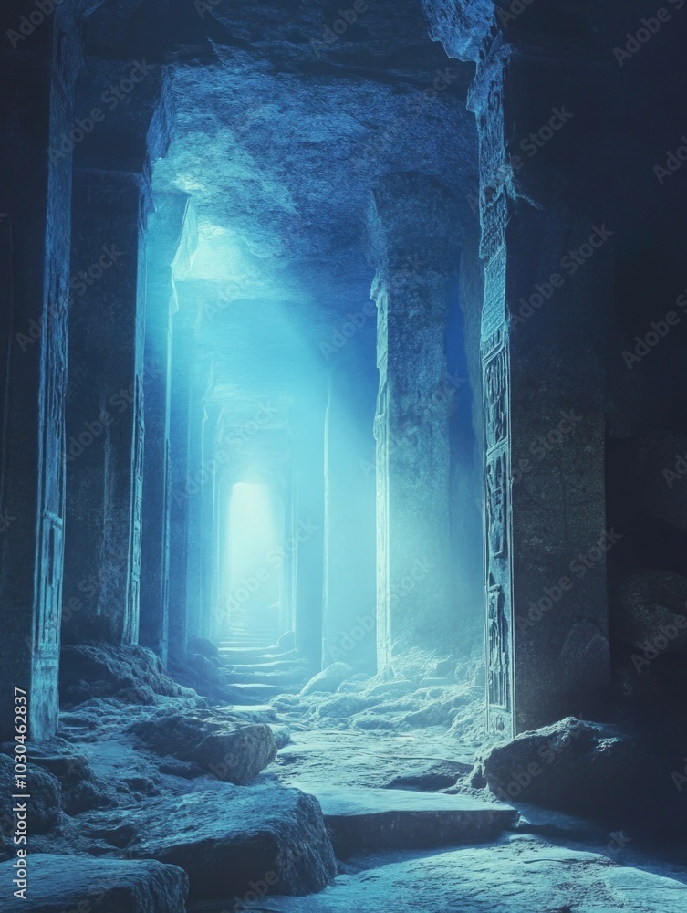 Mystical Blue Cave of Ancient Temples Mystical Blue Cave of Ancient Temples