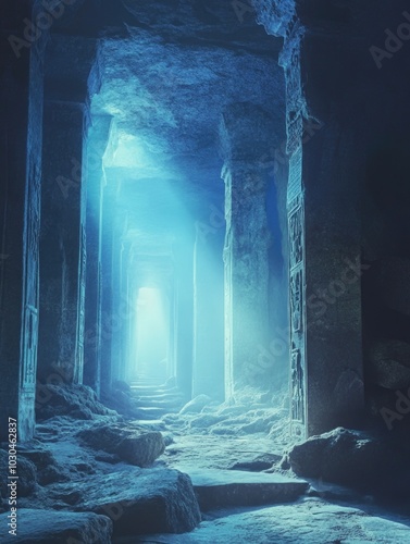 Mystical Blue Cave of Ancient Temples photo