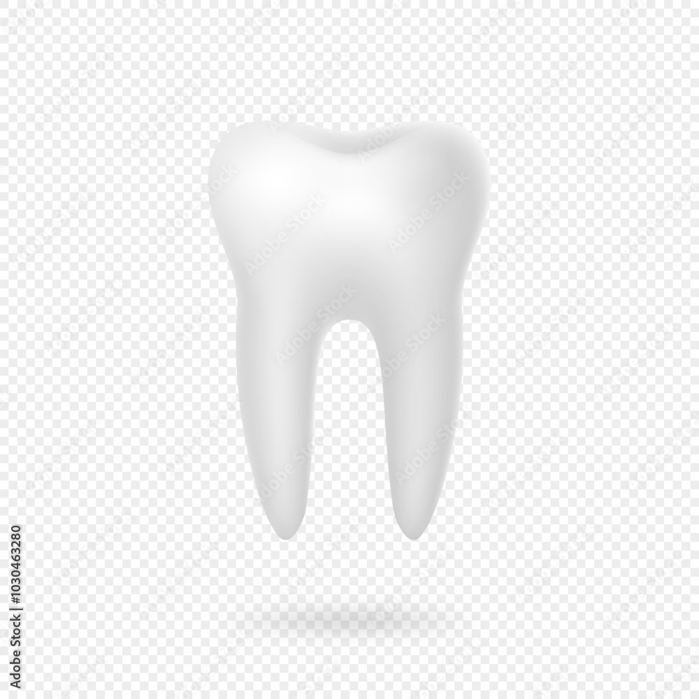 Realistic 3D white tooth isolated on transparent background. Dental tooth icon concept. Realistic 3D white tooth isolated on transparent background. Dental tooth icon concept.