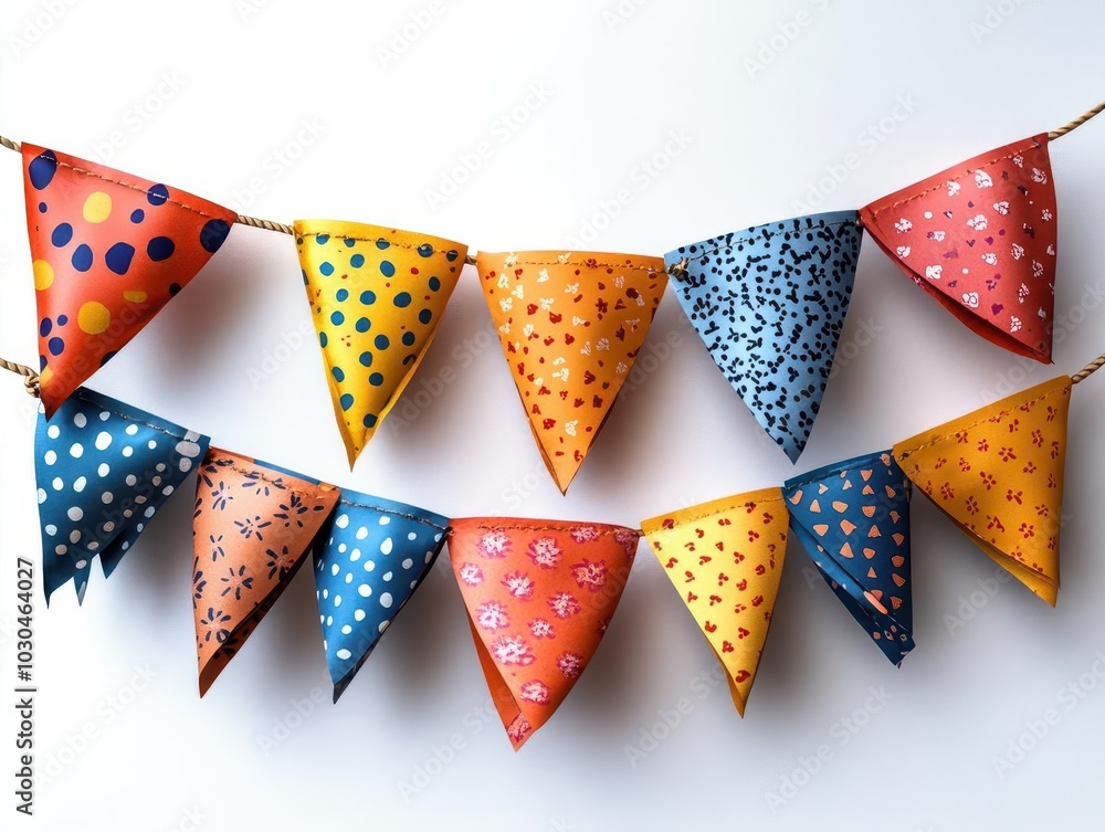 colorful party pennants strung across a white background, creating a festive atmosphere, with vibrant colors and playful patterns inviting celebration and joy colorful party pennants strung across a white background, creating a festive atmosphere, with vibrant colors and playful patterns inviting celebration and joy
