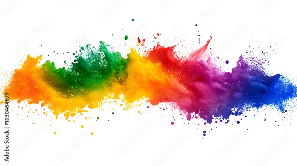 Fototapeta premium Colorful powder explosion, rainbow colors on white background.