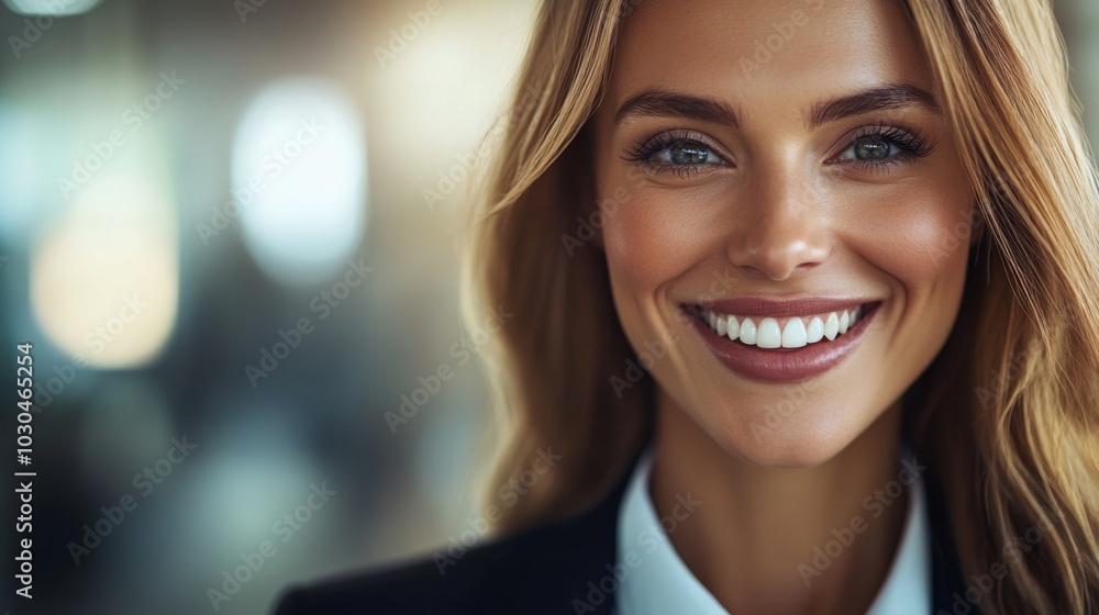 Confident Woman Smiling in Professional Attire Confident Woman Smiling in Professional Attire
