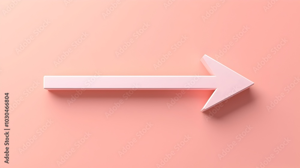 Minimalist Floating Arrow Symbol on Soft Peach Background Minimalist Floating Arrow Symbol on Soft Peach Background