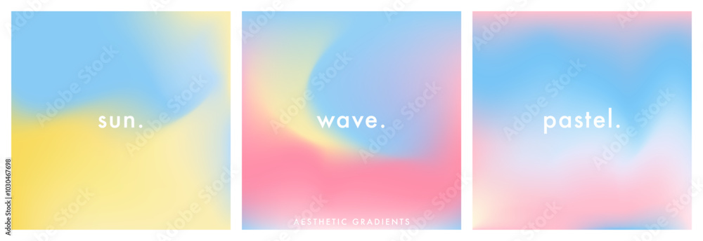 Set of 3 light multicolored square gradient background. Aesthetic. Abstract blue sky bg color vector banner. Simple soft light backdrop. Gradient template design for poster, ig, square social post Set of 3 light multicolored square gradient background. Aesthetic. Abstract blue sky bg color vector banner. Simple soft light backdrop. Gradient template design for poster, ig, square social post