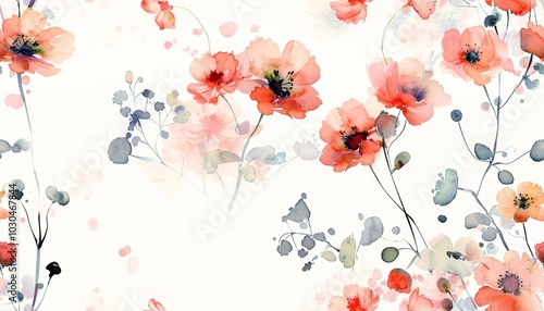 Watercolor Spring Flowers on White Background for Artistic and Decorative Use Generative AI