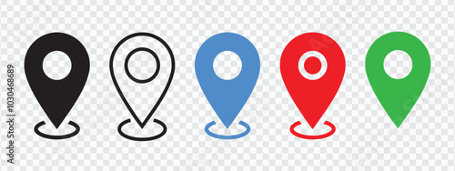 Map Pin and Location Marker Icon Set in Flat Style