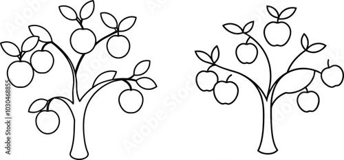 Two Simple Black And White Apple Trees