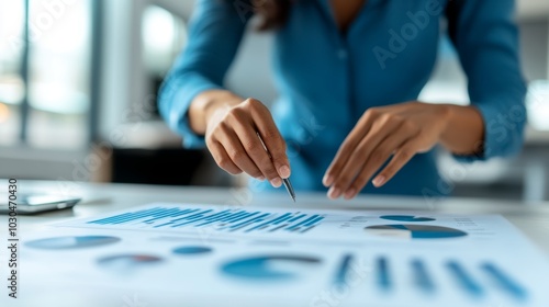 Wallpaper Mural Businesswoman Analyzing Data Charts With Pen Torontodigital.ca