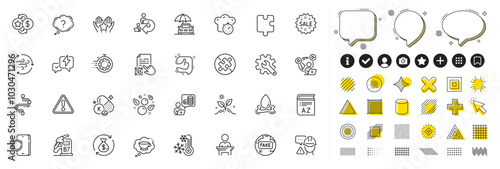 Set of No puzzle, Puzzle and Video conference line icons for web app. Design elements, Social media icons. Wind energy, Water splash, Ranking icons. Vector