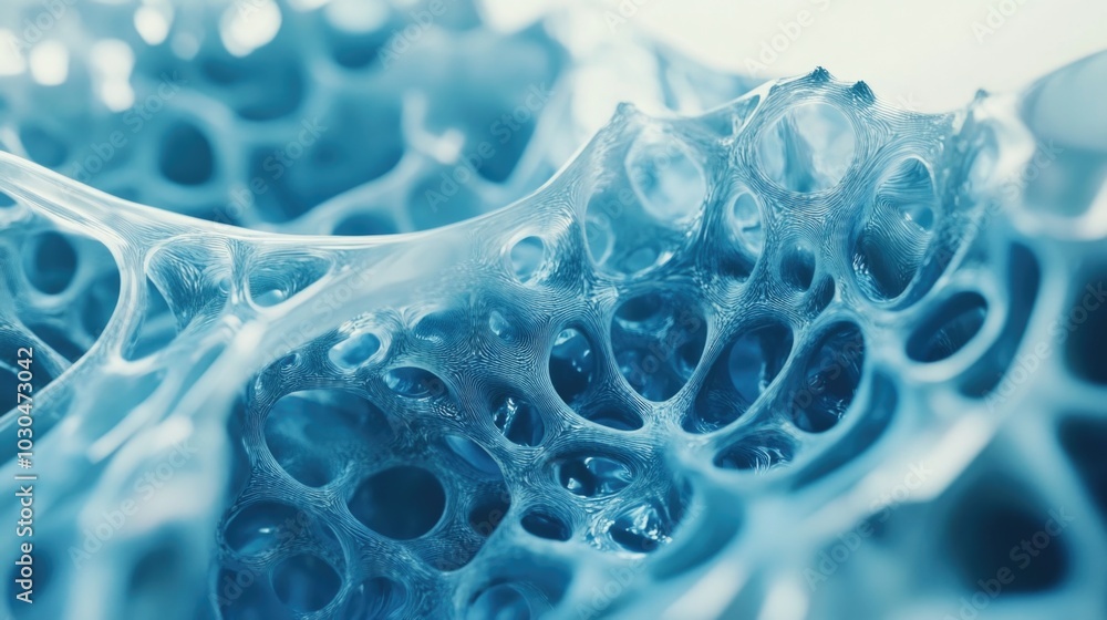 Close-up Microscopic Cellular Bubbles in a Blue Fluid Close-up Microscopic Cellular Bubbles in a Blue Fluid