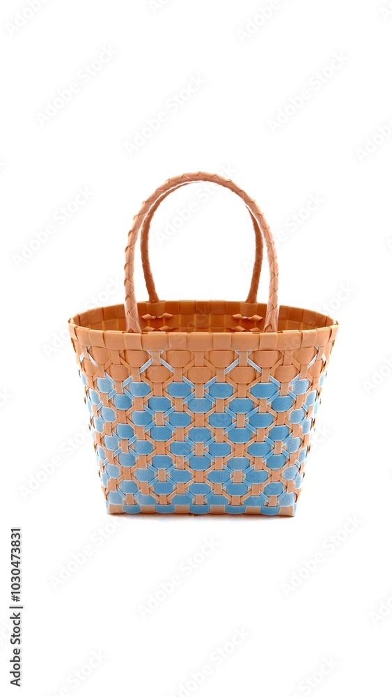 woven basket plastic on isolated white background woven basket plastic on isolated white background