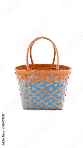 woven basket plastic on isolated white background
