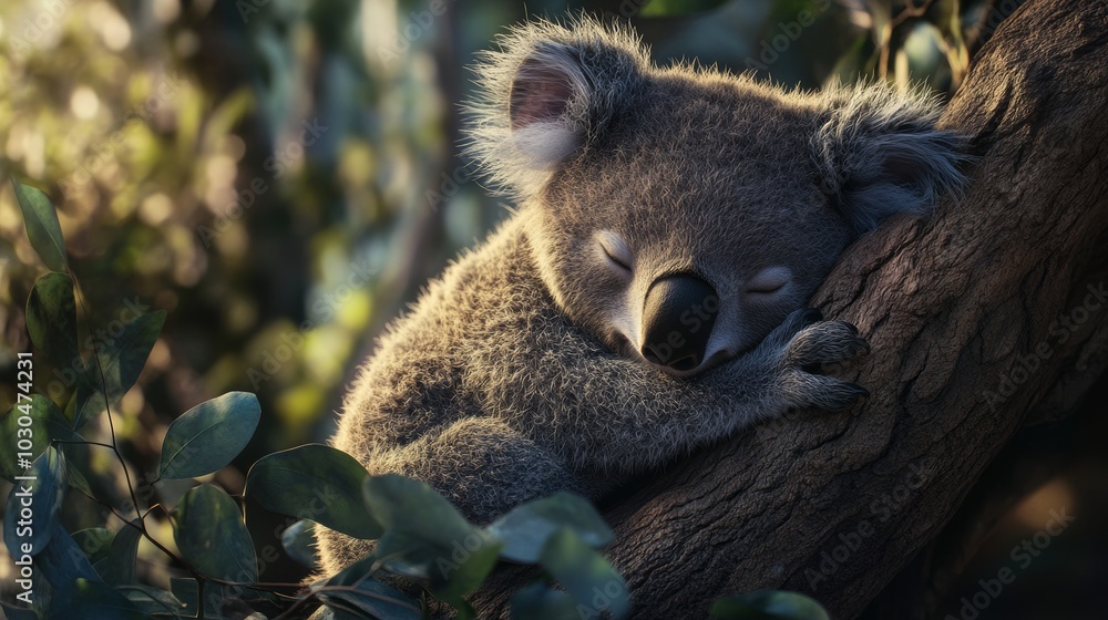 Fototapeta premium Koala in Extremely Detailed Photorealistic Environment for AR and VR Applications Generative AI