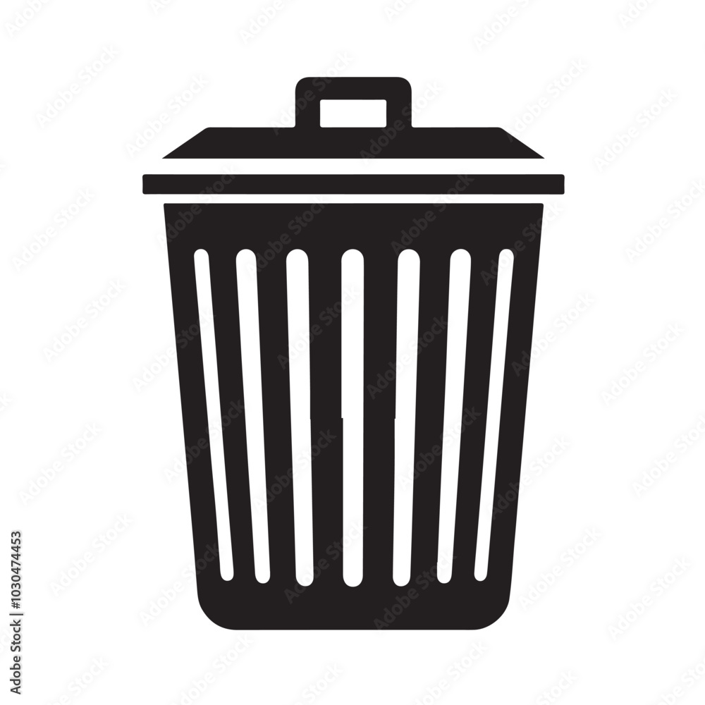 Black and White Trash Can Icon Illustration.eps Black and White Trash Can Icon Illustration.eps