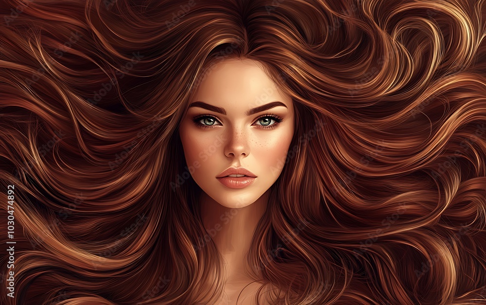 A beautiful woman with long, flowing brown hair. Her eyes are a captivating shade of green. Her makeup is flawless, and she has a natural, radiant glow. A beautiful woman with long, flowing brown hair. Her eyes are a captivating shade of green. Her makeup is flawless, and she has a natural, radiant glow.