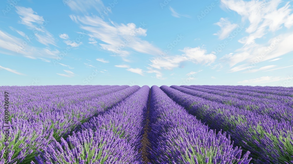 Serene Lavender Field with Clear Blue Sky and Gentle Breeze, Perfect for Relaxation and Wellness Concepts Generative AI Serene Lavender Field with Clear Blue Sky and Gentle Breeze, Perfect for Relaxation and Wellness Concepts Generative AI